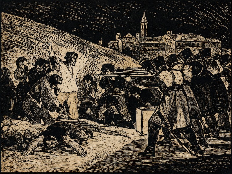 The Third of May 1808 recreated as a woodcut print