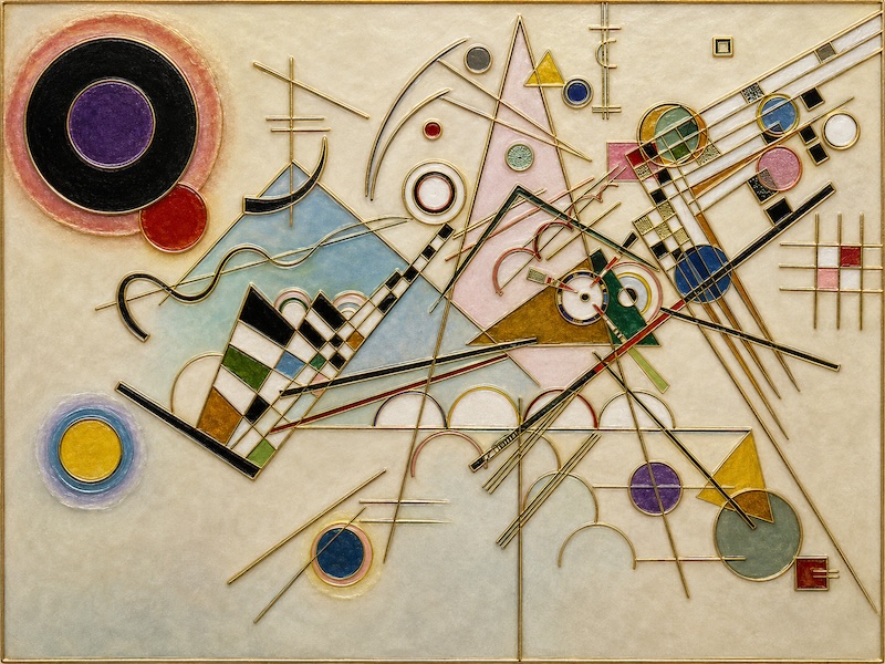 Composition 8 recreated as cloisonné enamel