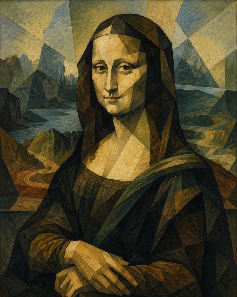 Mona Lisa recreated in Cubist style