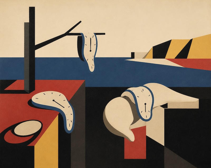The Persistence of Memory recreated in Bauhaus style