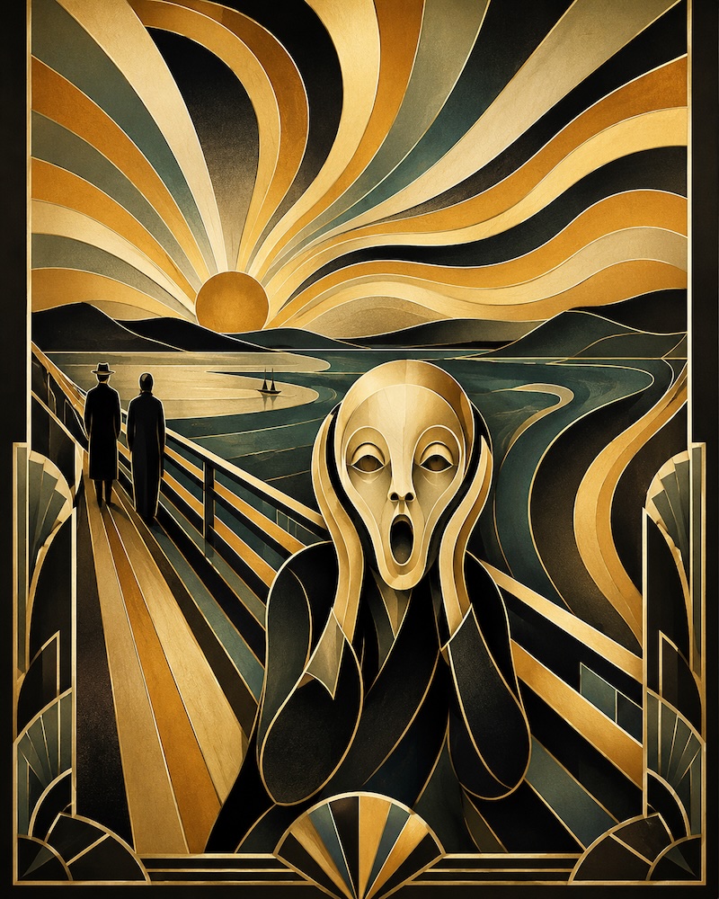 The Scream recreated in Art Deco style